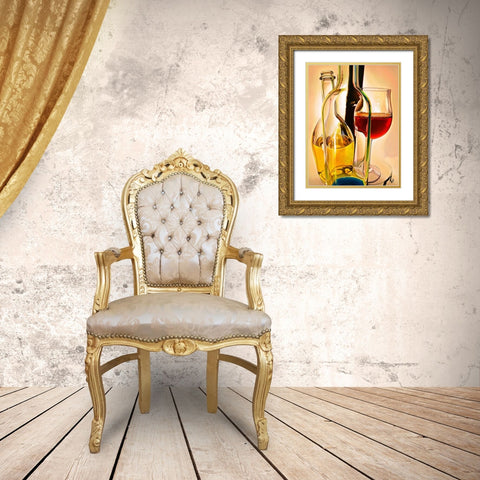 Effet doptique Gold Ornate Wood Framed Art Print with Double Matting by Heneuy, William