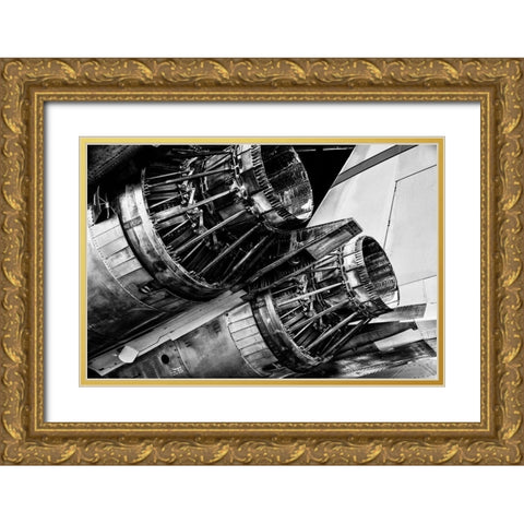 Dual Jet Engine Gold Ornate Wood Framed Art Print with Double Matting by Ronin