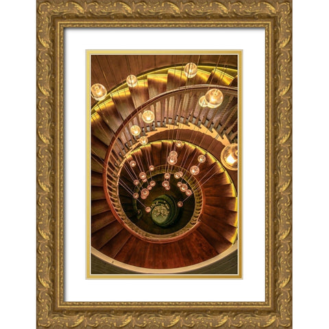 Dreamy Staircase Gold Ornate Wood Framed Art Print with Double Matting by Ronin