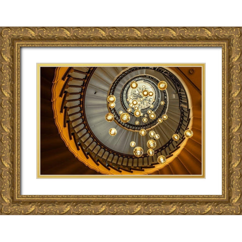 Below the Dreamy Staircase Gold Ornate Wood Framed Art Print with Double Matting by Ronin