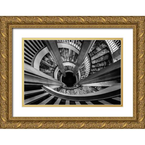 Royal staircase Gold Ornate Wood Framed Art Print with Double Matting by Ronin