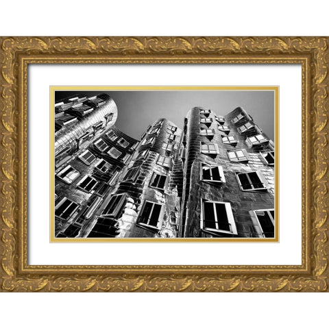 Gehry Bauten Dusseldorf Gold Ornate Wood Framed Art Print with Double Matting by Fischer, Rolf