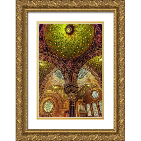 Colourful Synagoge II Gold Ornate Wood Framed Art Print with Double Matting by Ronin