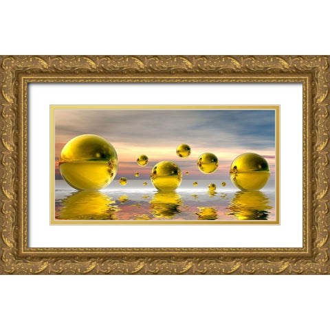 Golden Bowls 14 Gold Ornate Wood Framed Art Print with Double Matting by Hillert, Peter