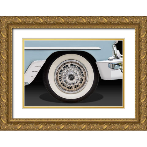 Blue Car Gold Ornate Wood Framed Art Print with Double Matting by Hillert, Peter