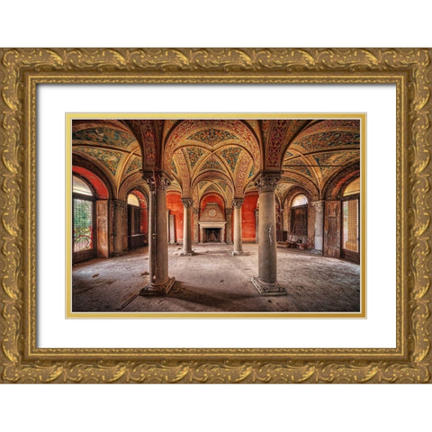 By the Fireplace Gold Ornate Wood Framed Art Print with Double Matting by Haker, Matthias