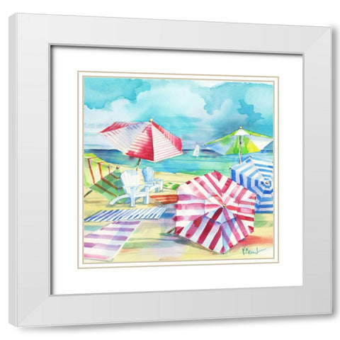 Ventura Beach Square III White Modern Wood Framed Art Print with Double Matting by Brent, Paul
