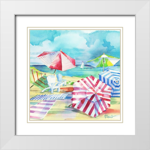 Ventura Beach Square III White Modern Wood Framed Art Print with Double Matting by Brent, Paul