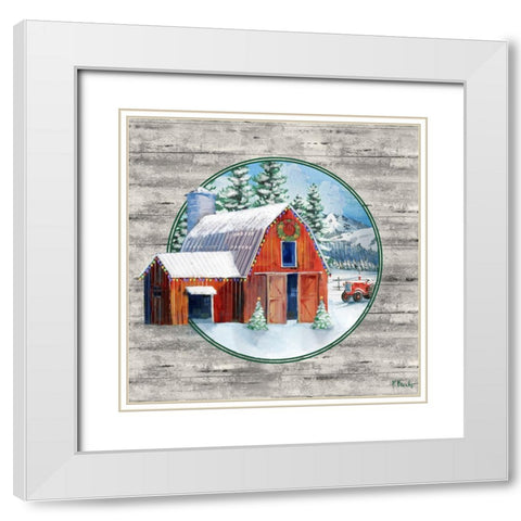 Holiday Homeland Barns I White Modern Wood Framed Art Print with Double Matting by Brent, Paul