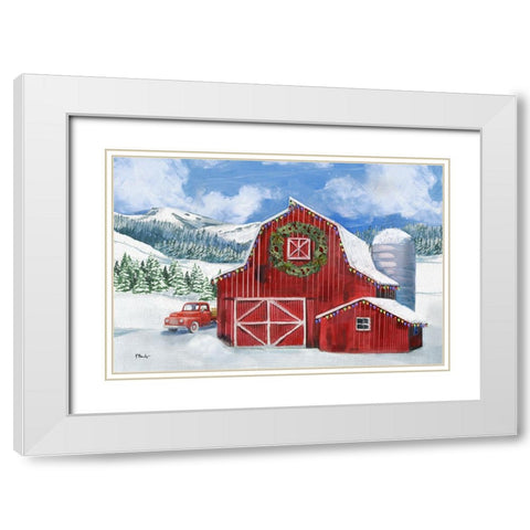 Holiday Homeland Barns II - Scenic White Modern Wood Framed Art Print with Double Matting by Brent, Paul