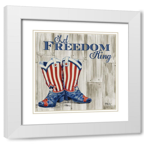 Patriotic Boots I White Modern Wood Framed Art Print with Double Matting by Brent, Paul