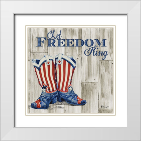 Patriotic Boots I White Modern Wood Framed Art Print with Double Matting by Brent, Paul