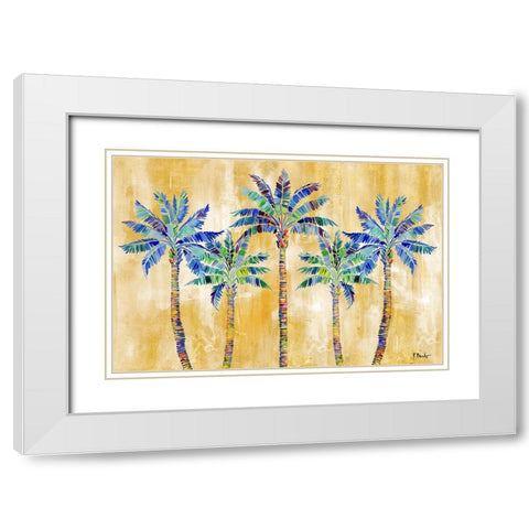 Tahiti Palm Horizontal - Golden White Modern Wood Framed Art Print with Double Matting by Brent, Paul