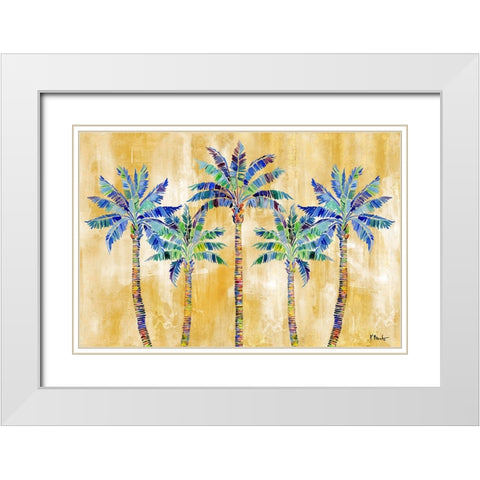 Tahiti Palm Horizontal - Golden White Modern Wood Framed Art Print with Double Matting by Brent, Paul