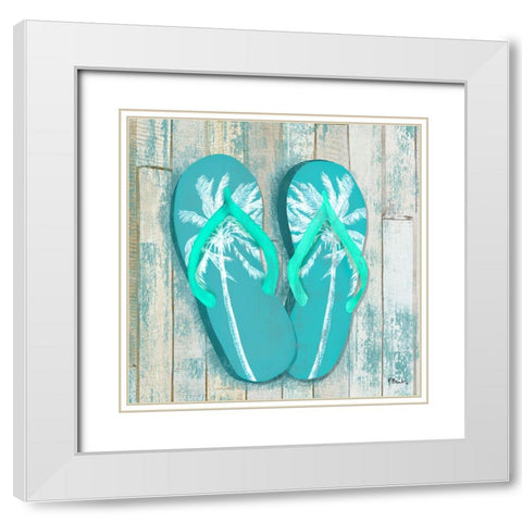 Pompano Sandals I White Modern Wood Framed Art Print with Double Matting by Brent, Paul