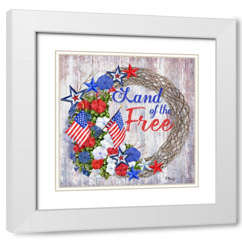 Patriotic Wreath III White Modern Wood Framed Art Print with Double Matting by Brent, Paul