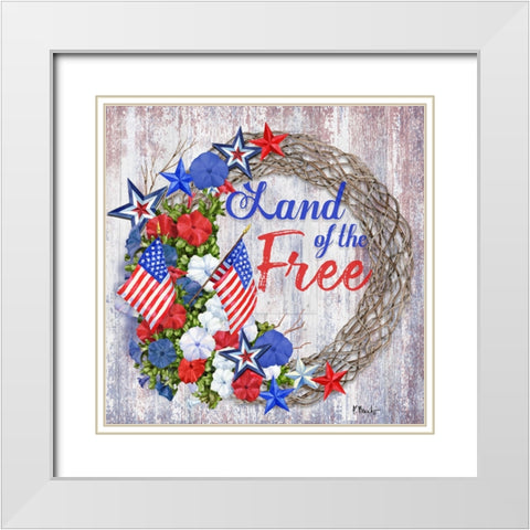 Patriotic Wreath III White Modern Wood Framed Art Print with Double Matting by Brent, Paul