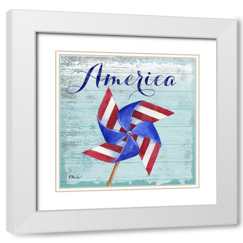 Patriotic Pinwheel I White Modern Wood Framed Art Print with Double Matting by Brent, Paul