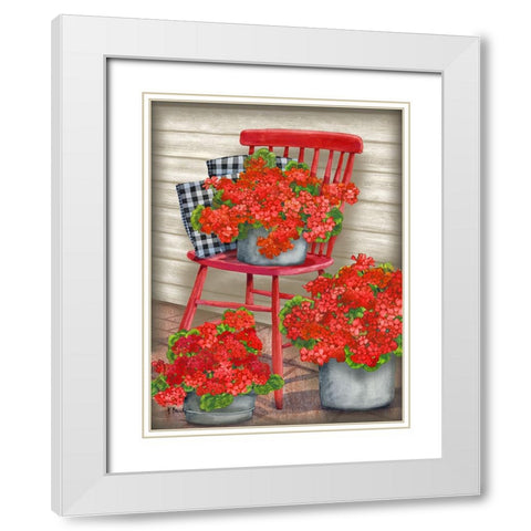 Farmhouse Florals I White Modern Wood Framed Art Print with Double Matting by Brent, Paul