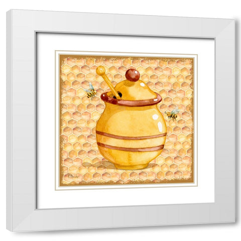 Honey Pot I - Honeycomb White Modern Wood Framed Art Print with Double Matting by Brent, Paul