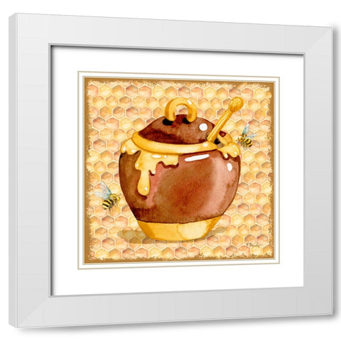 Honey Pot II - Honeycomb White Modern Wood Framed Art Print with Double Matting by Brent, Paul