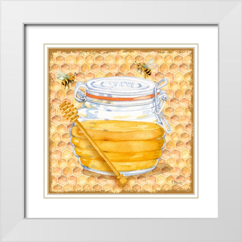 Honey Pot III - Honeycomb White Modern Wood Framed Art Print with Double Matting by Brent, Paul