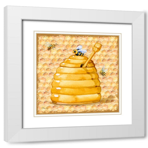 Honey Pot IV - Honeycomb White Modern Wood Framed Art Print with Double Matting by Brent, Paul
