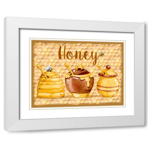 Honey Pot Horizontal - Honeycomb White Modern Wood Framed Art Print with Double Matting by Brent, Paul