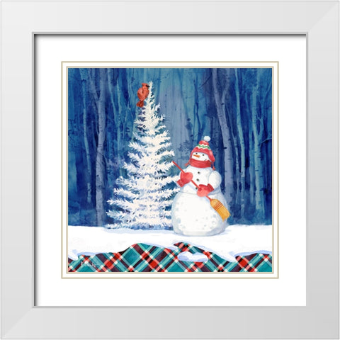 Frosted Snowman II White Modern Wood Framed Art Print with Double Matting by Brent, Paul
