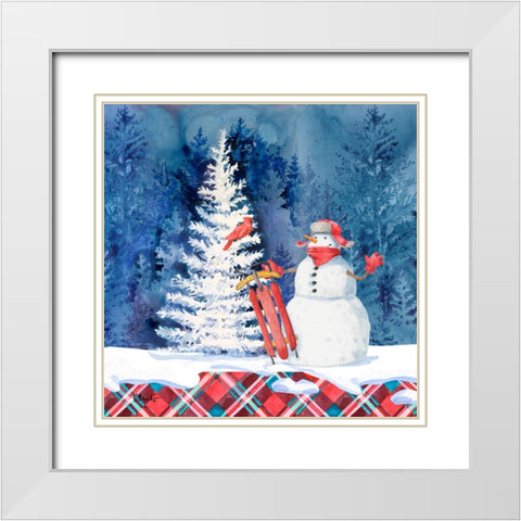 Frosted Snowman IV White Modern Wood Framed Art Print with Double Matting by Brent, Paul