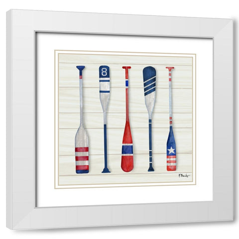 Port Oars I White Modern Wood Framed Art Print with Double Matting by Brent, Paul