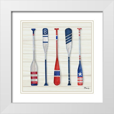 Port Oars I White Modern Wood Framed Art Print with Double Matting by Brent, Paul