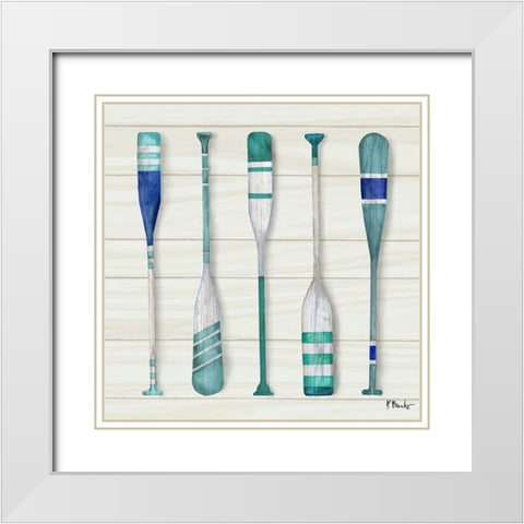 Port Oars II White Modern Wood Framed Art Print with Double Matting by Brent, Paul