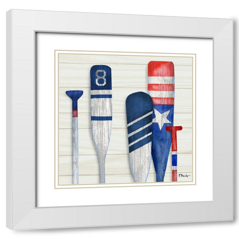 Port Oars III White Modern Wood Framed Art Print with Double Matting by Brent, Paul