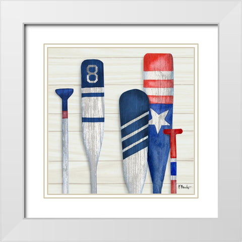 Port Oars III White Modern Wood Framed Art Print with Double Matting by Brent, Paul
