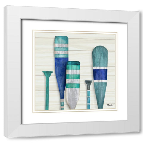 Port Oars IV White Modern Wood Framed Art Print with Double Matting by Brent, Paul