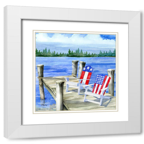 Patriotic Dock II White Modern Wood Framed Art Print with Double Matting by Brent, Paul