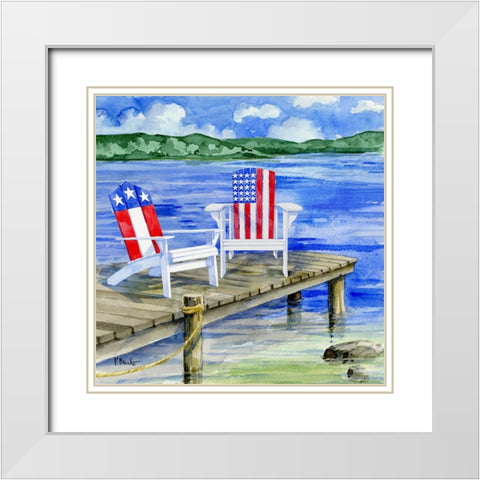 Patriotic Dock III White Modern Wood Framed Art Print with Double Matting by Brent, Paul