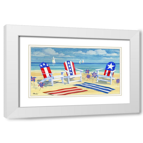 Patriotic Beach Horizontal White Modern Wood Framed Art Print with Double Matting by Brent, Paul