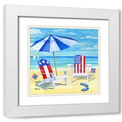 Patriotic Beach III White Modern Wood Framed Art Print with Double Matting by Brent, Paul