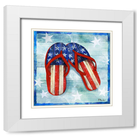 Freedom Flip Flops I White Modern Wood Framed Art Print with Double Matting by Brent, Paul