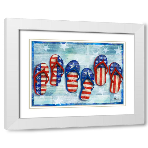 Freedom Flip Flops Horizontal White Modern Wood Framed Art Print with Double Matting by Brent, Paul