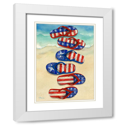 Freedom Flip Flops Vertical - Beach White Modern Wood Framed Art Print with Double Matting by Brent, Paul