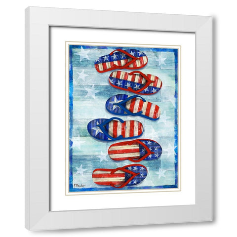 Freedom Flip Flops Vertical White Modern Wood Framed Art Print with Double Matting by Brent, Paul