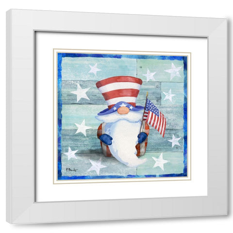 Freedom Gnome I White Modern Wood Framed Art Print with Double Matting by Brent, Paul