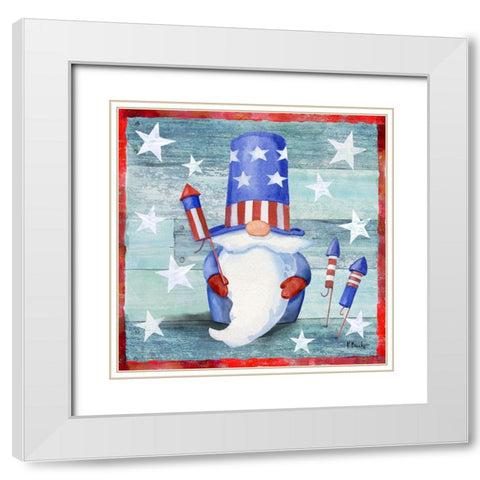 Freedom Gnome IV White Modern Wood Framed Art Print with Double Matting by Brent, Paul
