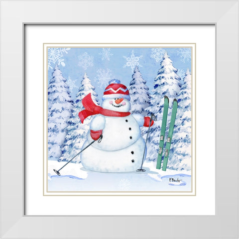 Icy Snowman I White Modern Wood Framed Art Print with Double Matting by Brent, Paul