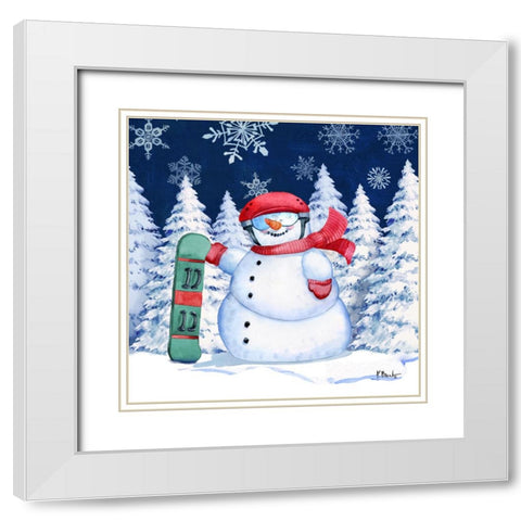 Icy Snowman II - Navy White Modern Wood Framed Art Print with Double Matting by Brent, Paul