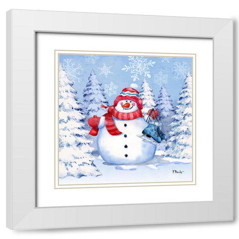 Icy Snowman VI White Modern Wood Framed Art Print with Double Matting by Brent, Paul