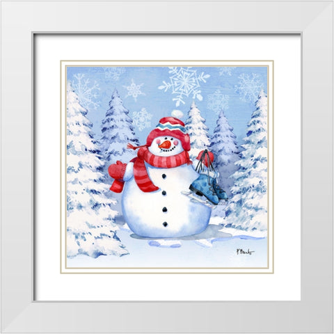 Icy Snowman VI White Modern Wood Framed Art Print with Double Matting by Brent, Paul